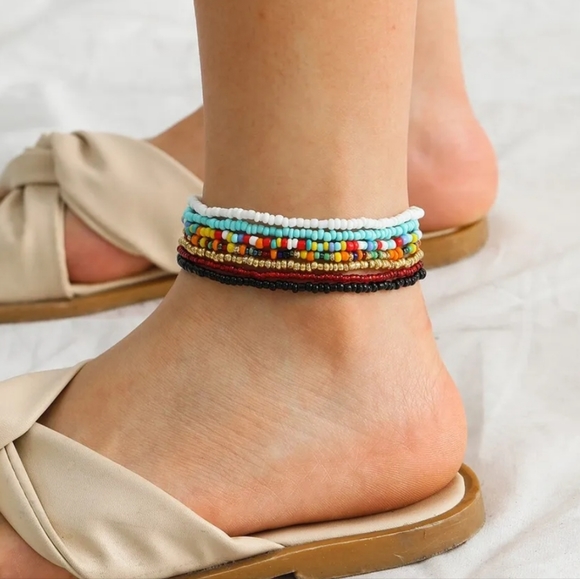 Jewelry - NWOT 7pcs Beaded Ankle chain